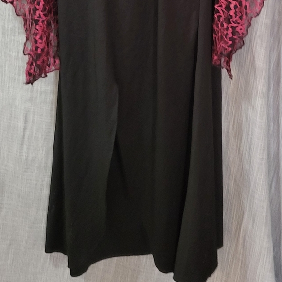 🎃Gothic Victorian Black Dress with ruby lace Ladies Halloween Sz m witch vampir - Picture 3 of 12